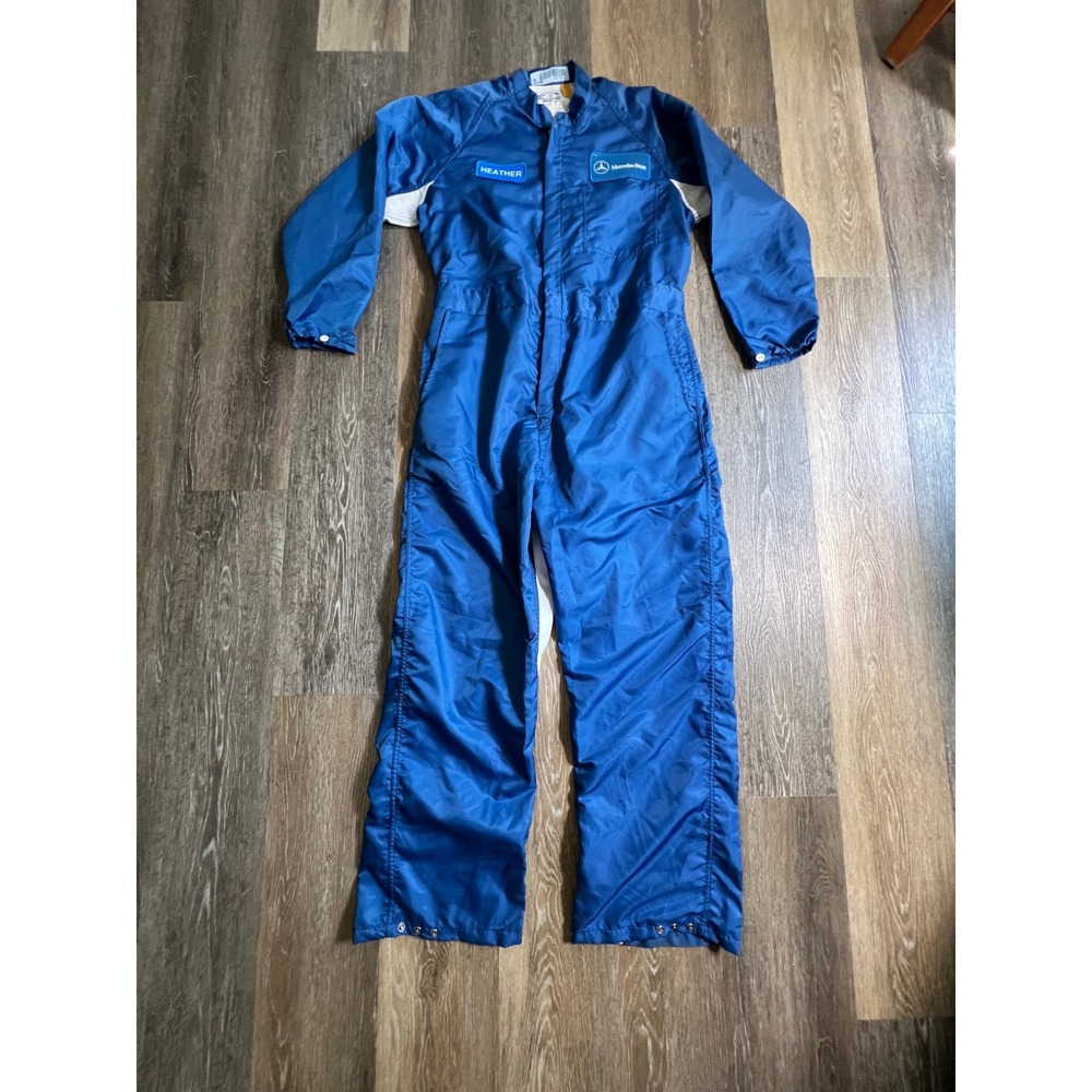 Aramark Mercedes-Benz Coveralls Women Medium Blue Mechanic Jumpsuit Workwear